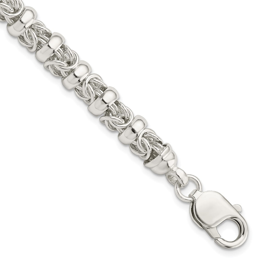 Sterling Silver 7.3mm Byzantine Bracelet, 7.5"