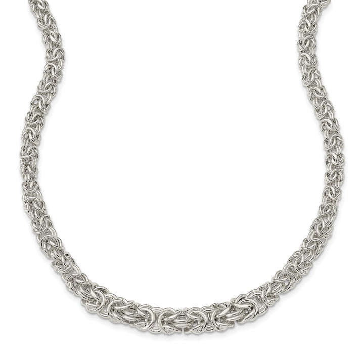Sterling Silver 6.4mm Byzantine Necklace, 17"