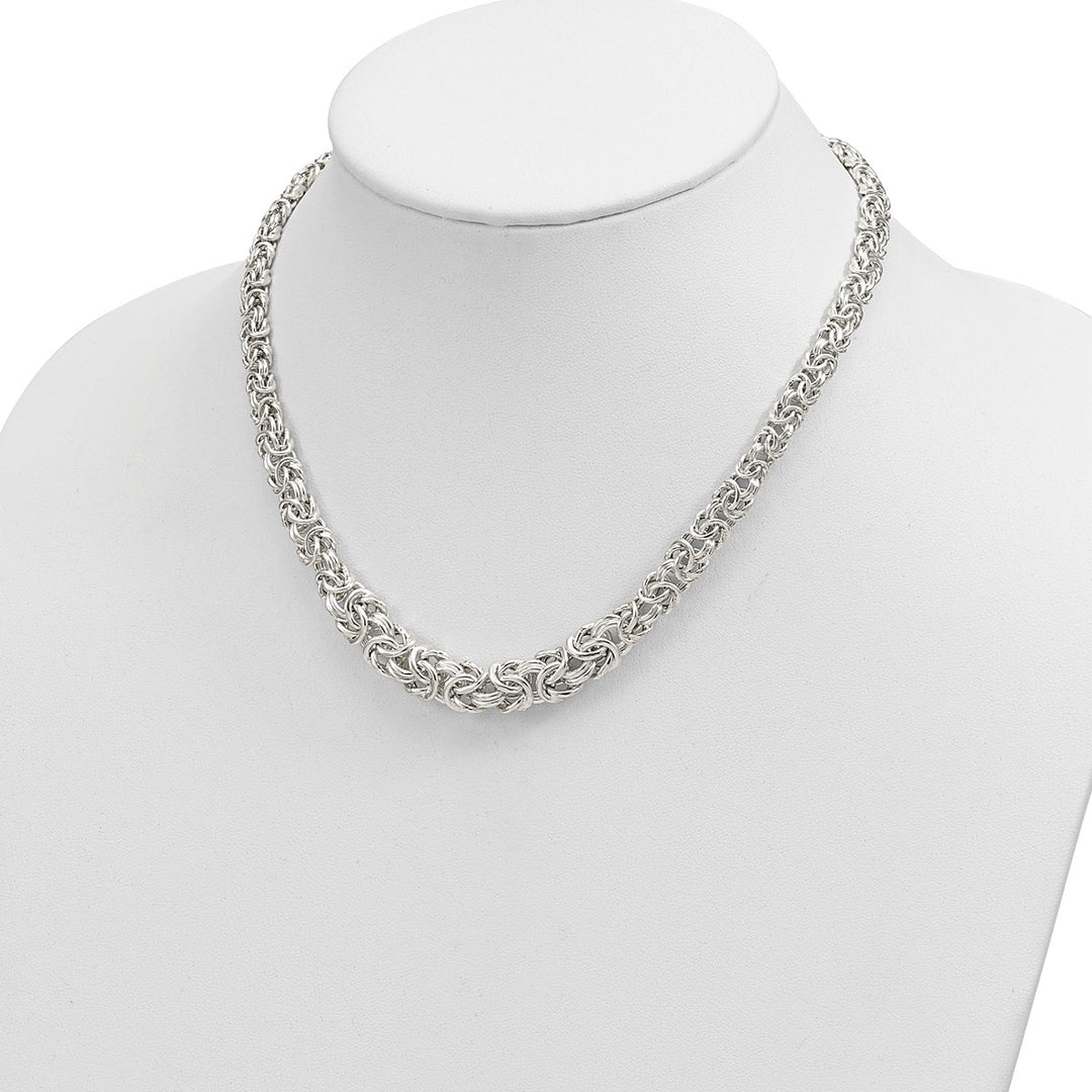 Sterling Silver 6.4mm Byzantine Necklace, 17