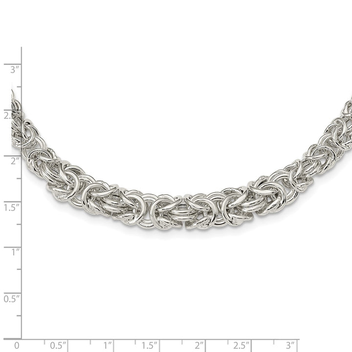 Sterling Silver 6.4mm Byzantine Necklace, 17"