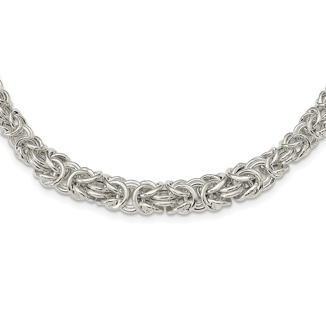 Sterling Silver 6.4mm Byzantine Necklace, 17"