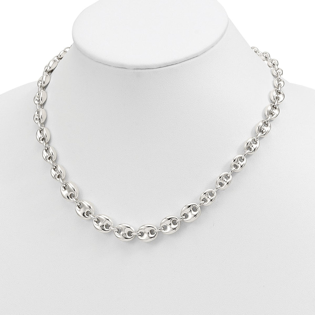 Sterling Silver 10.1mm Anchor Necklace, 18