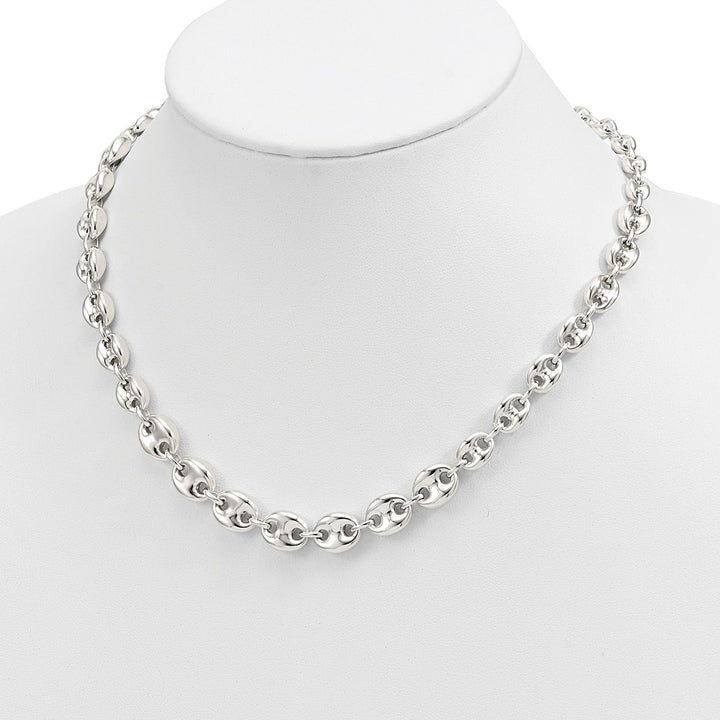 Sterling Silver 10.1mm Anchor Necklace, 18"