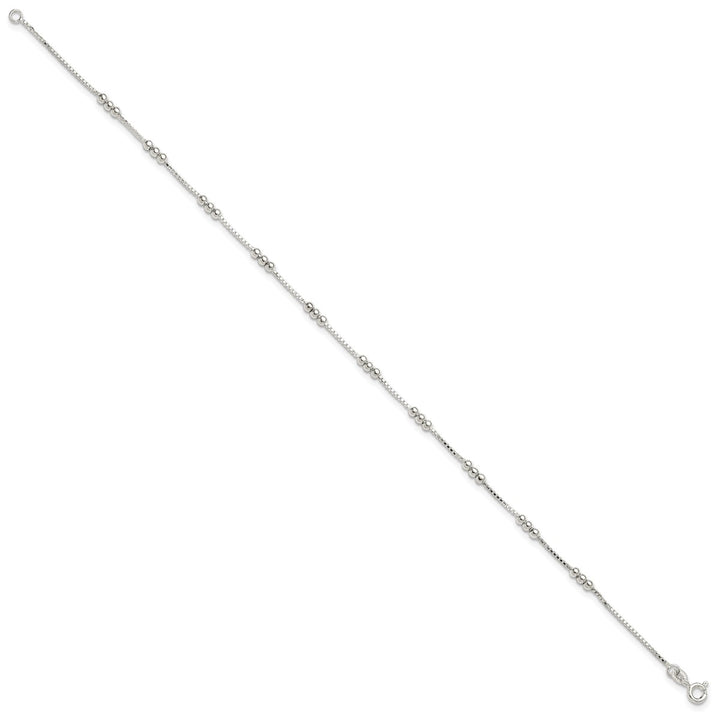 Sterling Silver 1mm Box Anklet, 10"