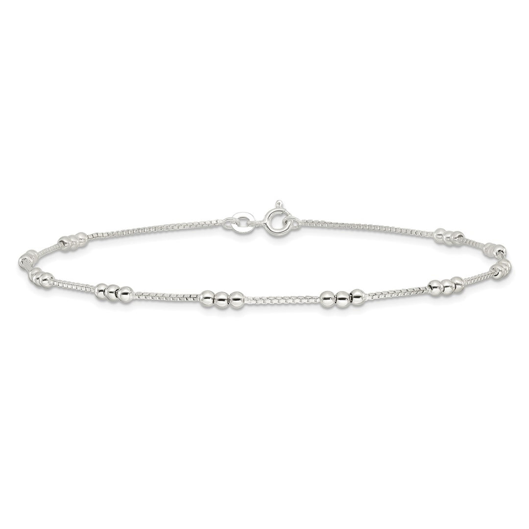 Sterling Silver 1mm Box Anklet, 10