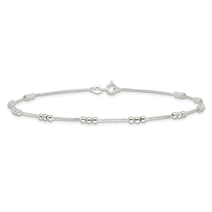 Sterling Silver 1mm Box Anklet, 10"
