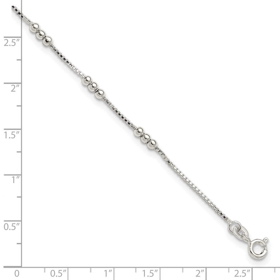 Sterling Silver 1mm Box Anklet, 10