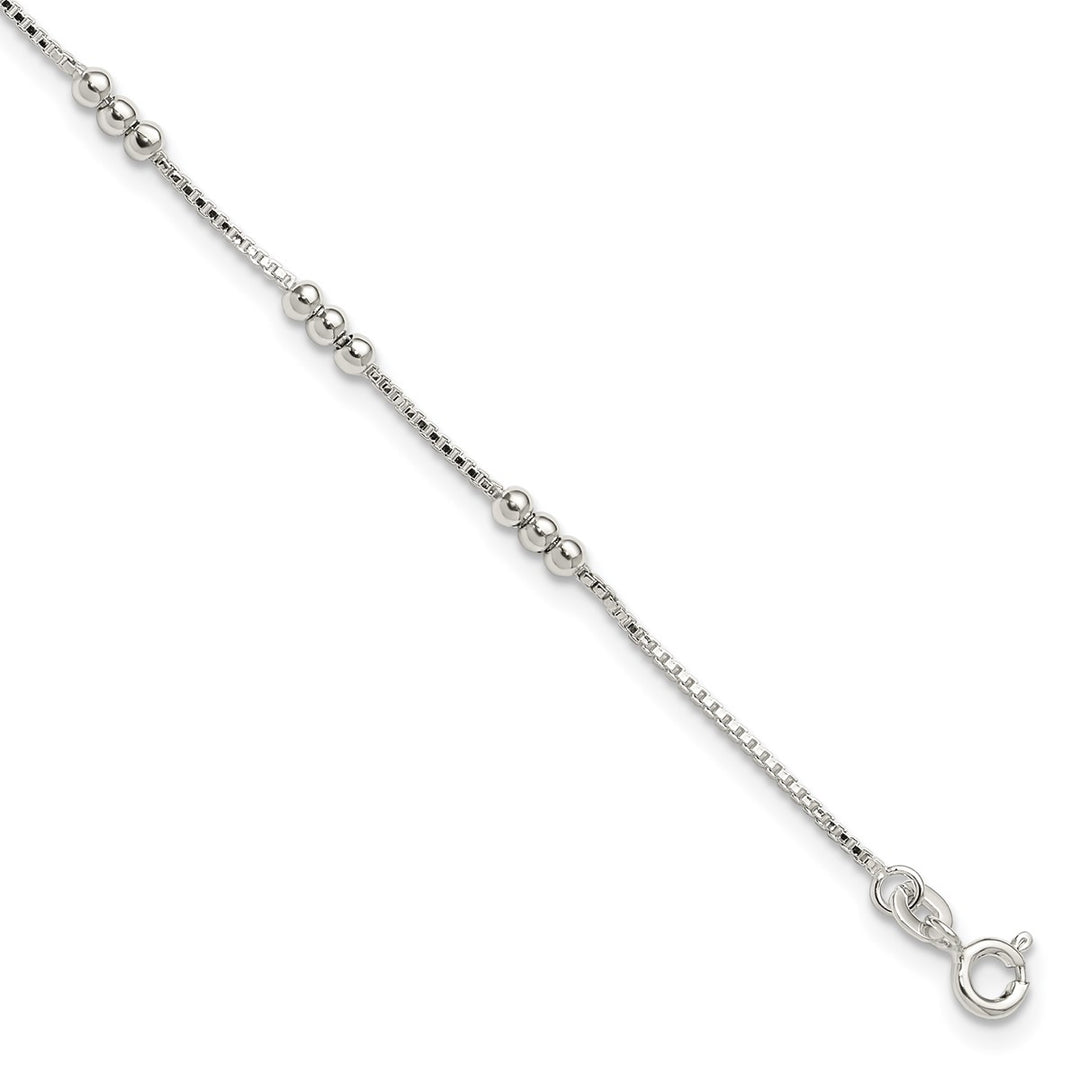 Sterling Silver 1mm Box Anklet, 10