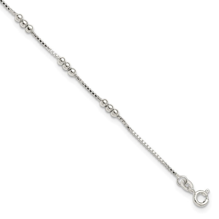 Sterling Silver 1mm Box Anklet, 10"