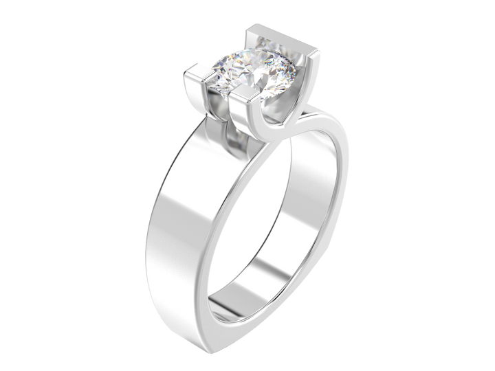 1.00CT 14K  Custom Wide Design Mount Diamond Solitaire Tension Set