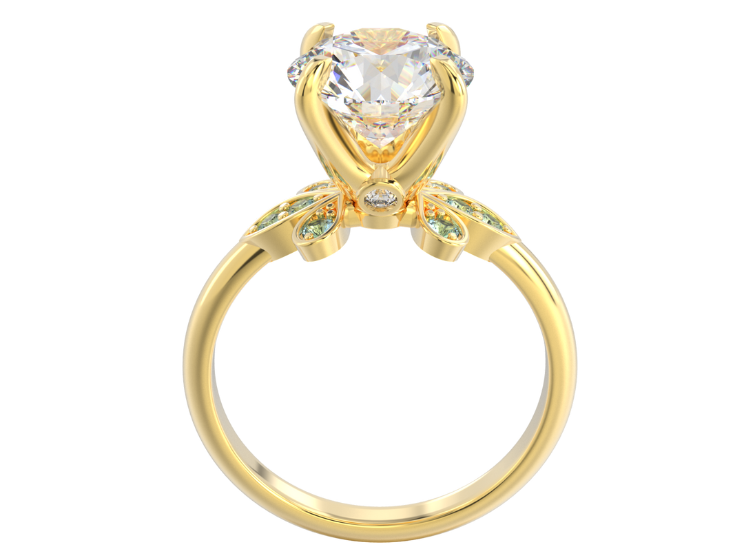 1.00CT 14K  Custom Diamond Ring Accented with Floral Designed  Blue Topaz Gemstones - View 3