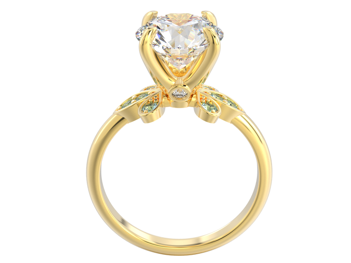 1.00CT 14K  Custom Diamond Ring Accented with Floral Designed  Blue Topaz Gemstones - View 3