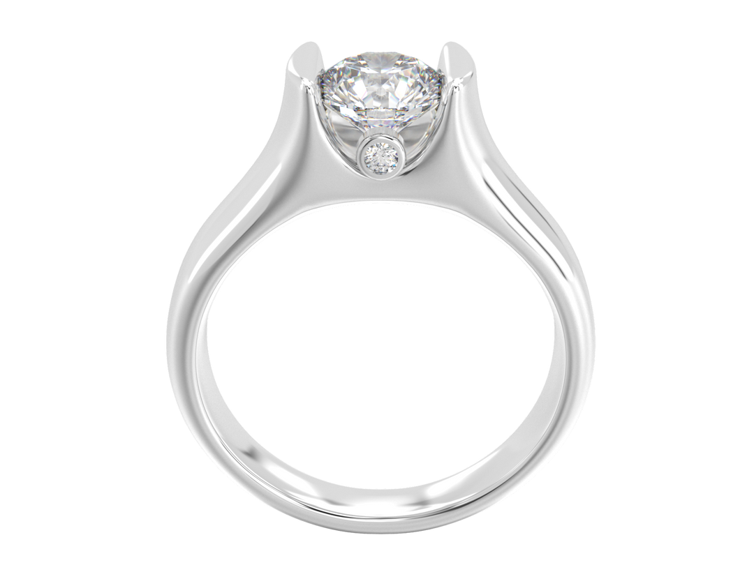 Custom Diamond Gold So14K  14K  Tension Set Design with Bezel Set Side Diamonds