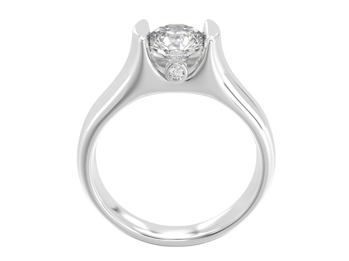 Custom Diamond Gold So14K  14K  Tension Set Design with Bezel Set Side Diamonds