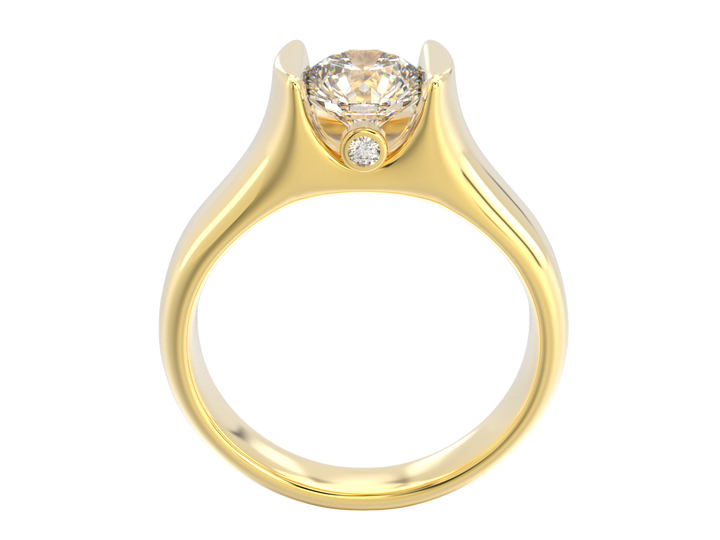 Custom Diamond Gold So14K  14K  Tension Set Design with Bezel Set Side Diamonds
