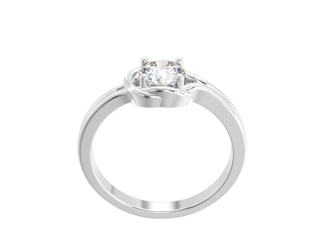 1.00CT 14K  Custom Diamond Floral Solitaire Design - View 1