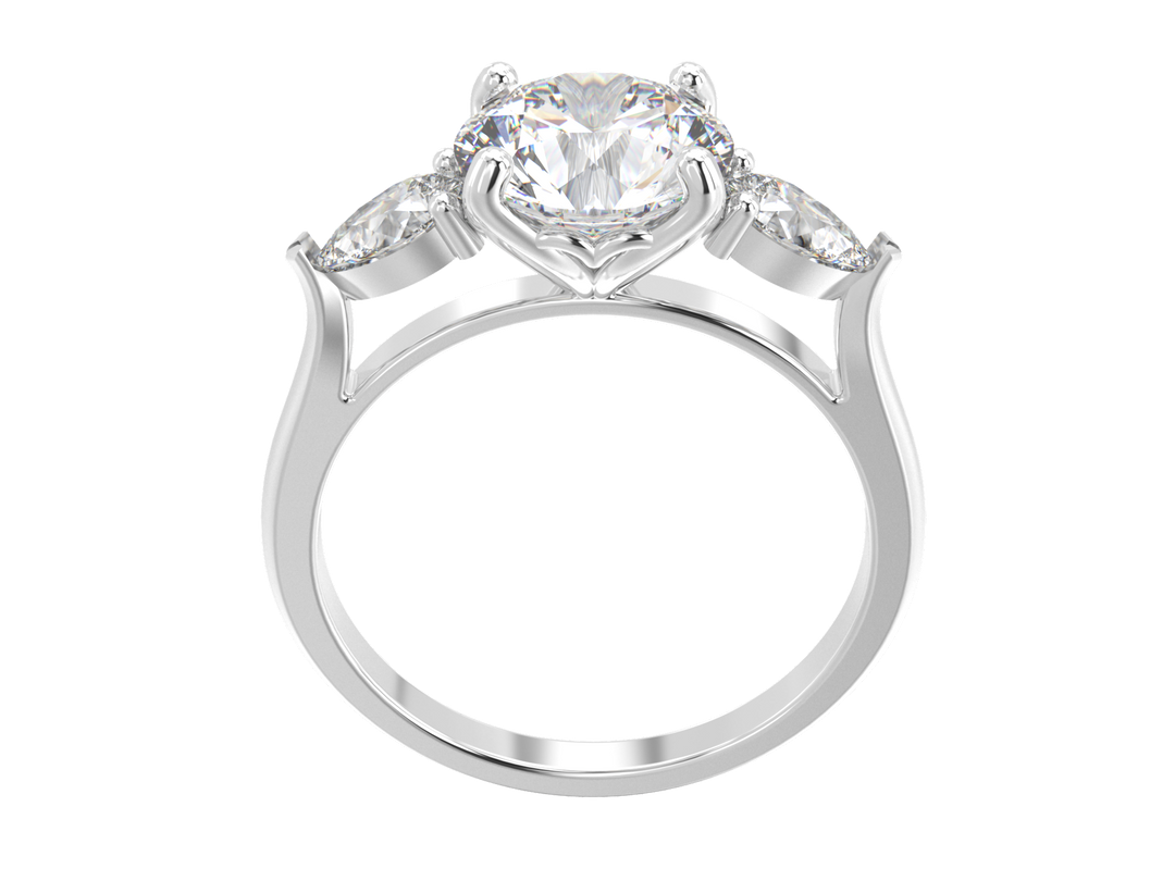 2.00CT 14K  Custom Diamond Solitaire Accented with Pear Shape Diamonds