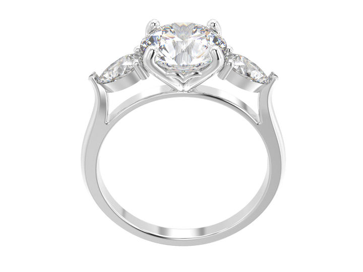 2.00CT 14K  Custom Diamond Solitaire Accented with Pear Shape Diamonds