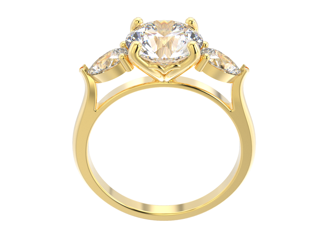 2.00CT 14K  Custom Diamond Solitaire Accented with Pear Shape Diamonds