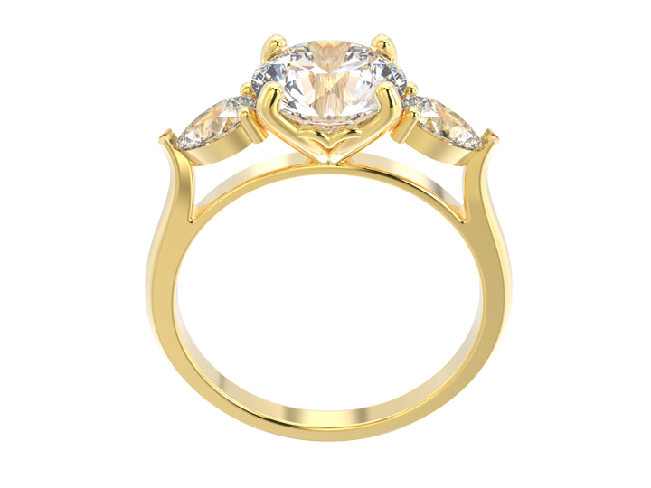 2.00CT 14K  Custom Diamond Solitaire Accented with Pear Shape Diamonds