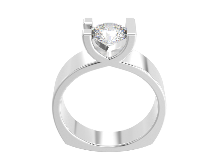 1.00CT 14K  Custom Wide Design Mount Diamond Solitaire Tension Set - View 1
