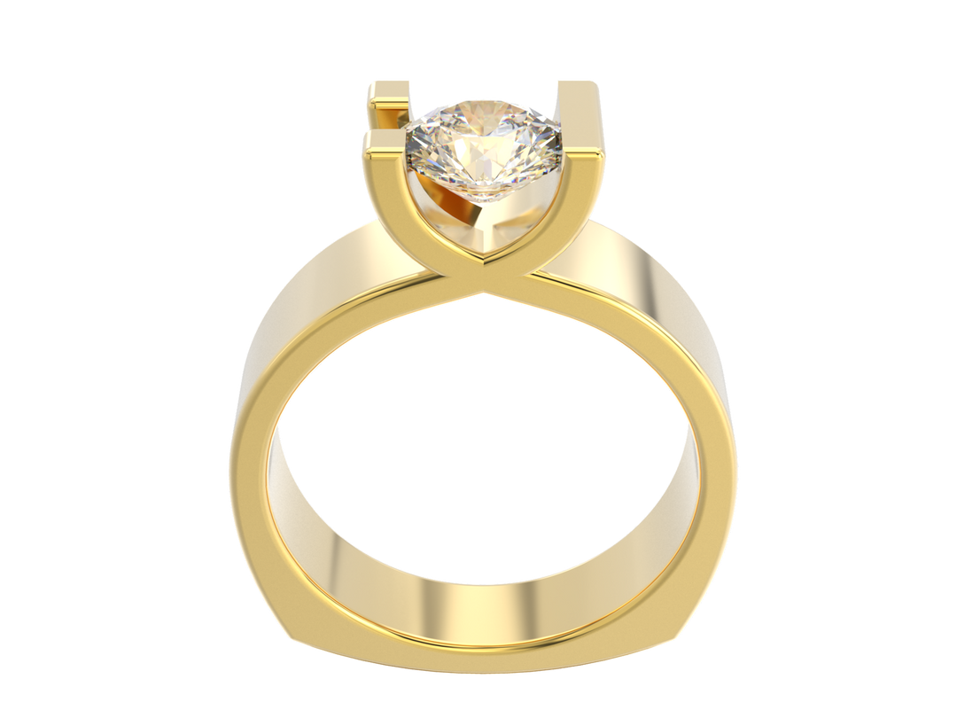 1.00CT 14K  Custom Wide Design Mount Diamond Solitaire Tension Set - View 3