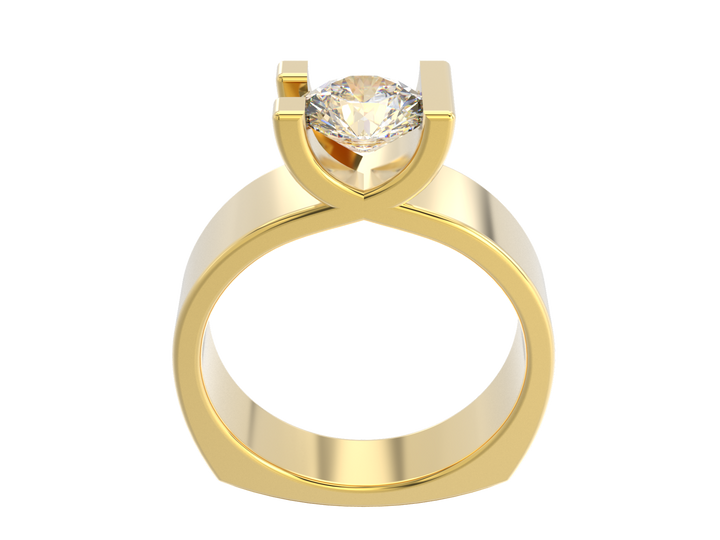 1.00CT 14K  Custom Wide Design Mount Diamond Solitaire Tension Set - View 3