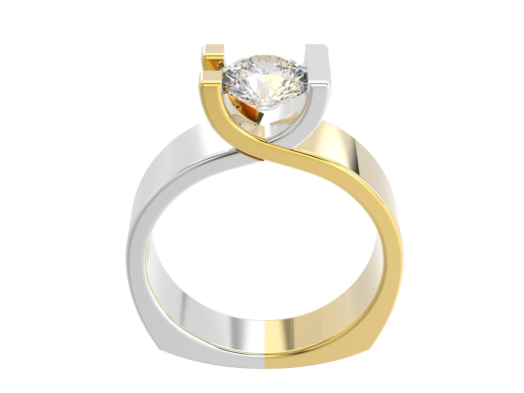 1.00CT 14K  Custom Wide Design Mount Diamond Solitaire Tension Set - View 7