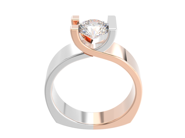 1.00CT 14K  Custom Wide Design Mount Diamond Solitaire Tension Set - View 5