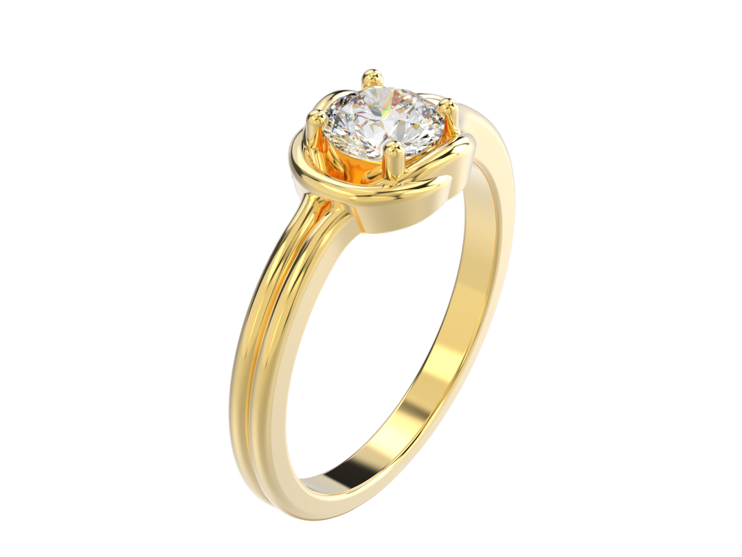 1.00CT 14K  Custom Diamond Floral Solitaire Design - View 2