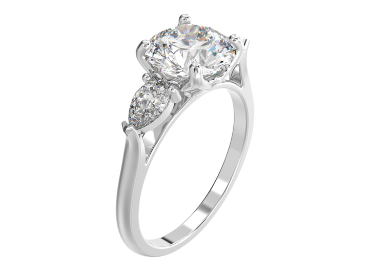 2.00CT 14K  Custom Diamond Solitaire Accented with Pear Shape Diamonds
