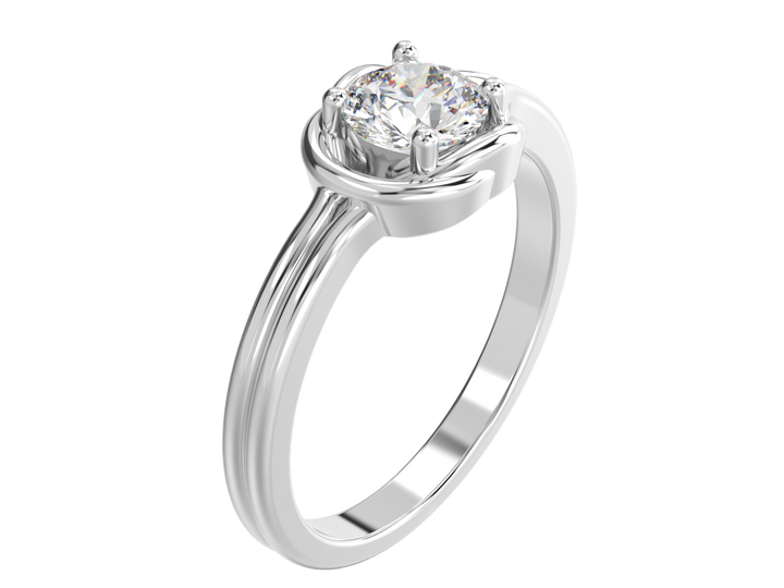 1.00CT 14K  Custom Diamond Floral Solitaire Design