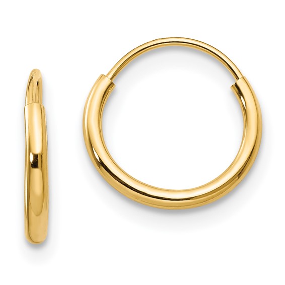 14K Gold Classic Polished Mini Hoop Earrings