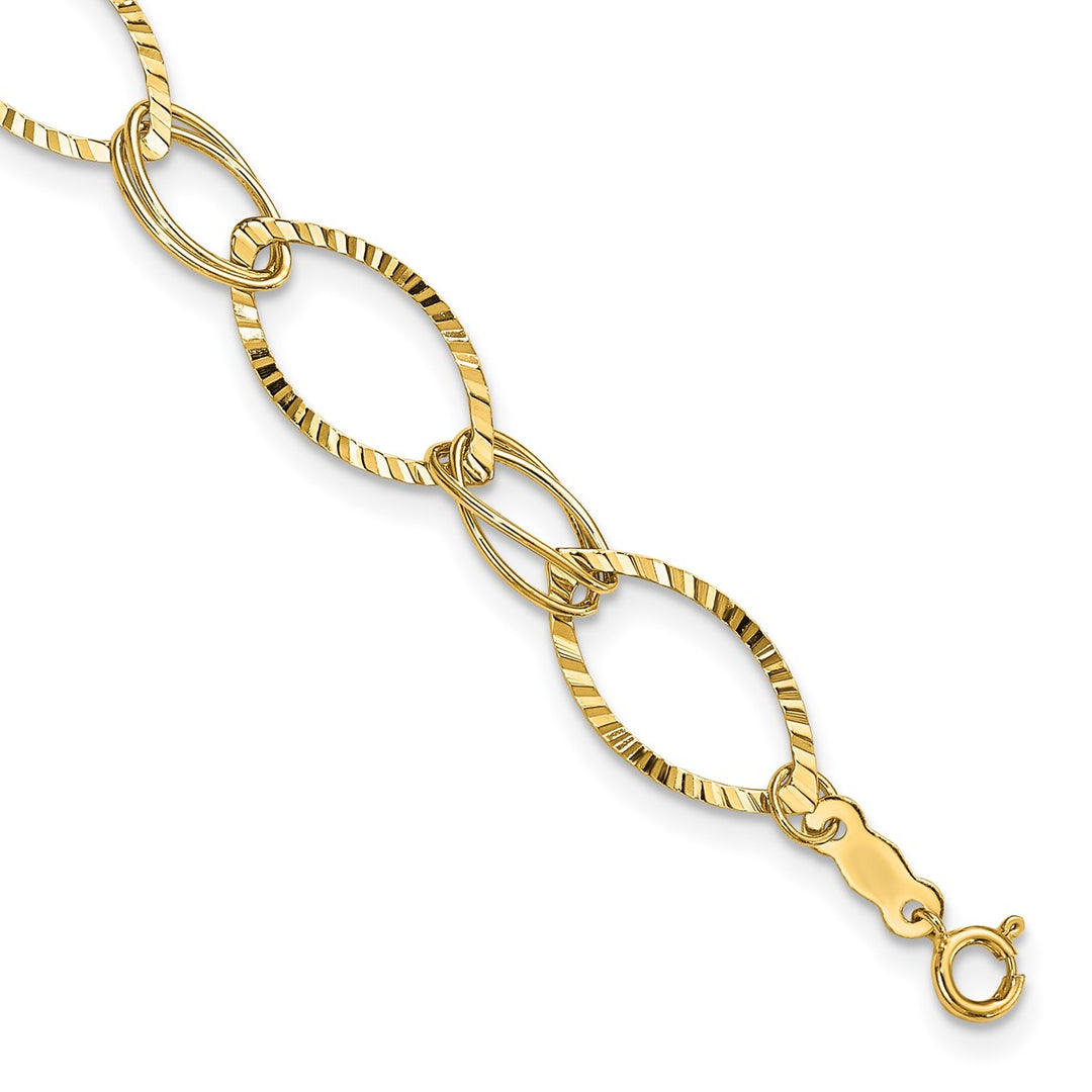 Gold 7mm Link, Other Bracelet, 7.25"