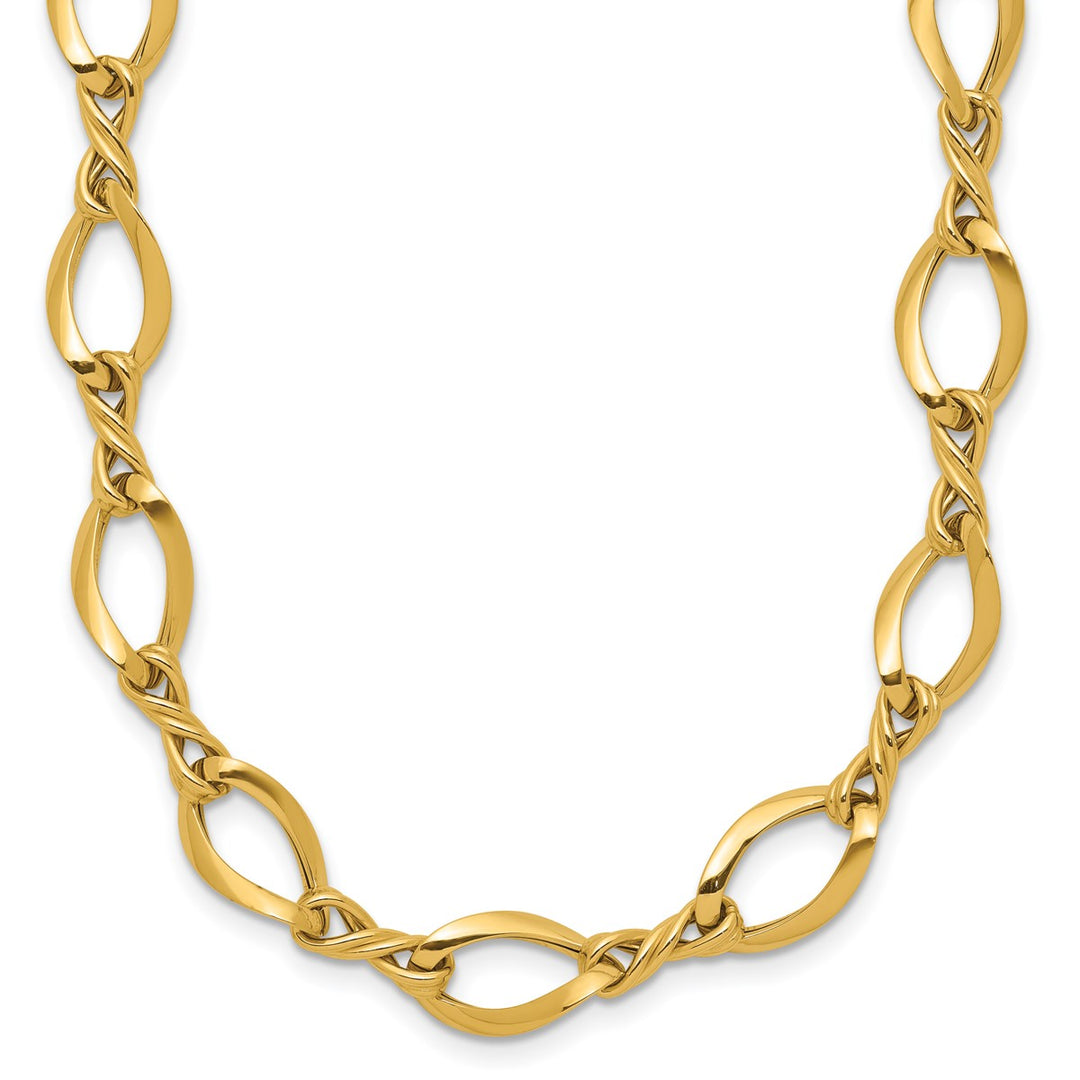 Gold 13.5mm Open Link Necklace, 18"