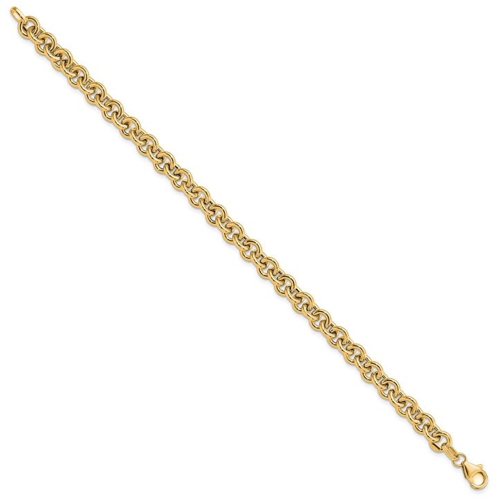 Gold 6.73mm Rolo Bracelet, 7.75"