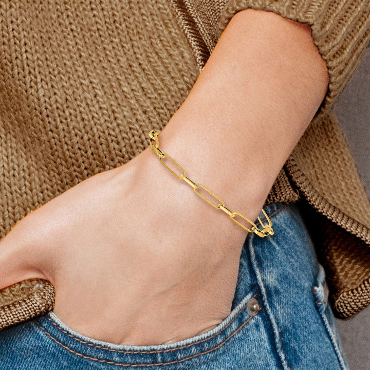 Gold Paperclip Bracelet, 7.25"