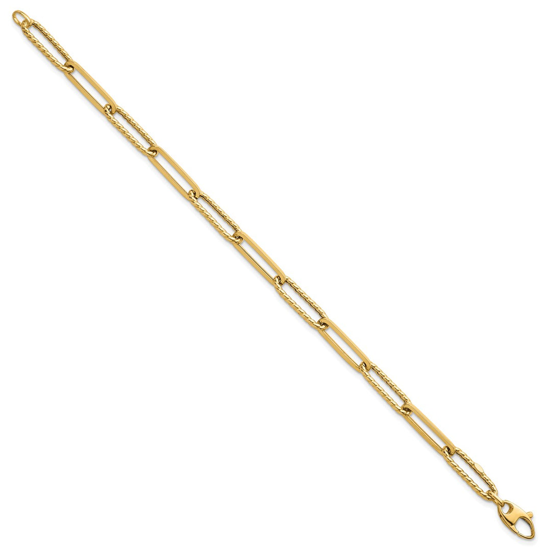 Gold 6.4mm Paperclip Bracelet, 7.75