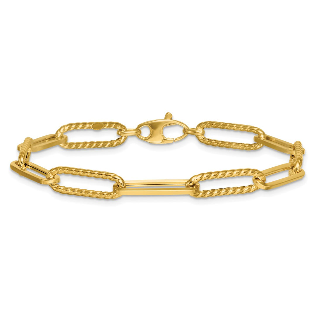 Gold 6.4mm Paperclip Bracelet, 7.75