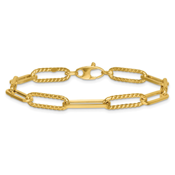Gold 6.4mm Paperclip Bracelet, 7.75"