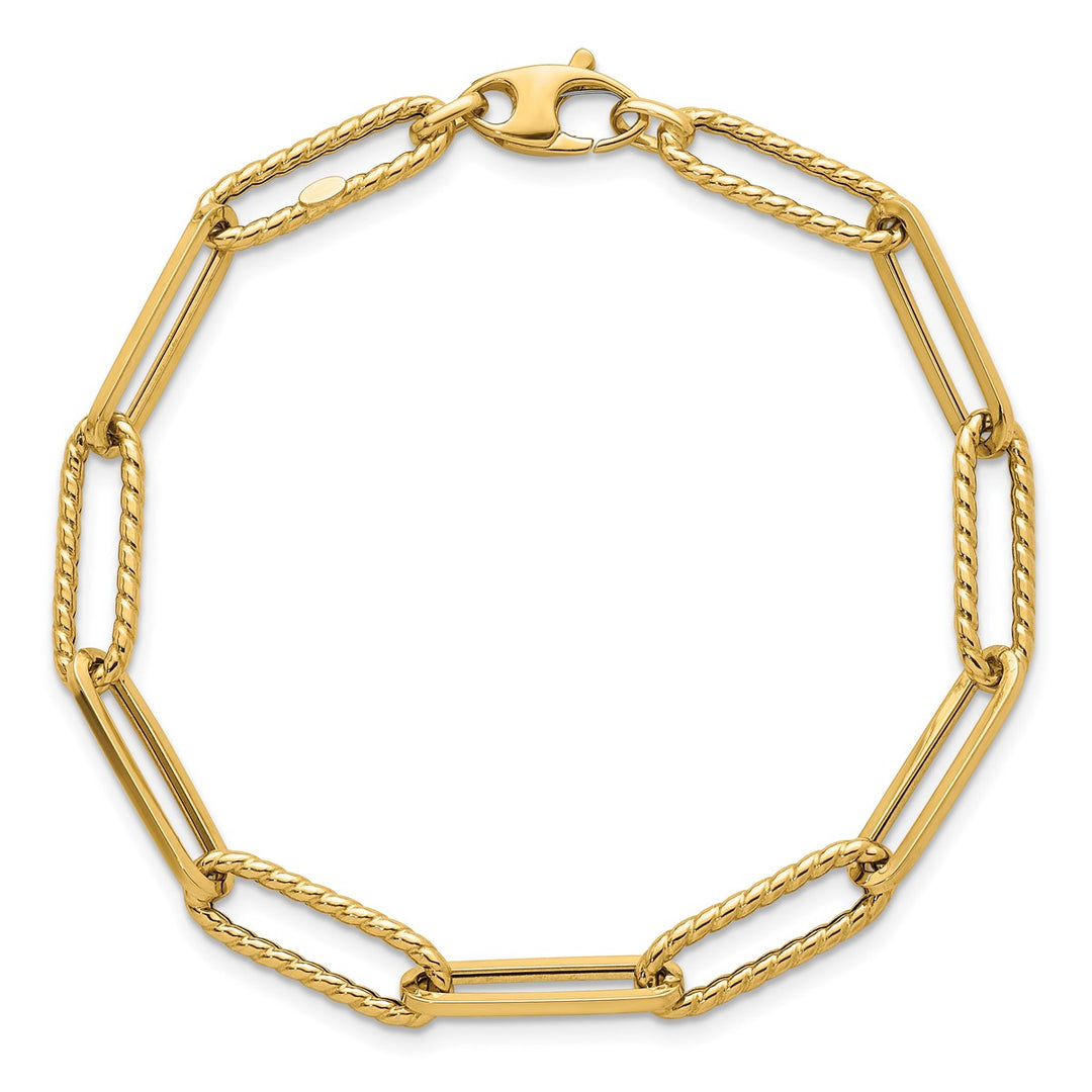 Gold 6.4mm Paperclip Bracelet, 7.75