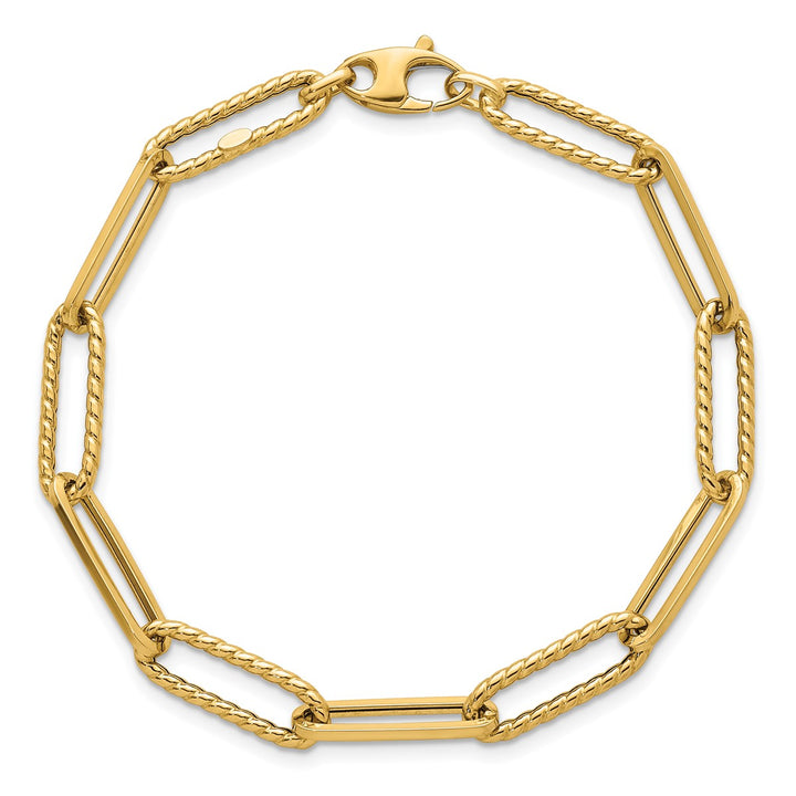 Gold 6.4mm Paperclip Bracelet, 7.75"