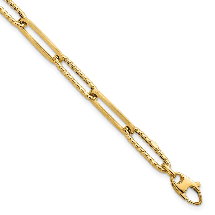Gold 6.4mm Paperclip Bracelet, 7.75"