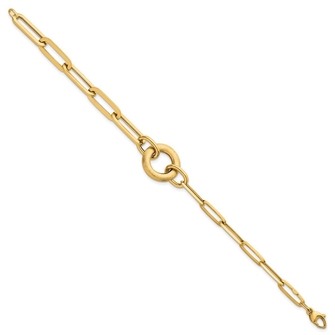 Gold 7.4mm Paperclip Bracelet, 8