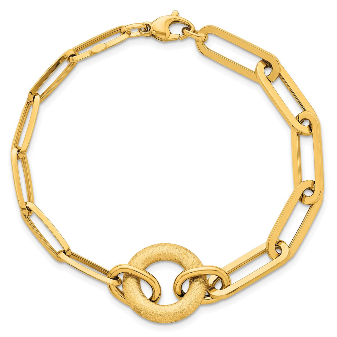 Gold 7.4mm Paperclip Bracelet, 8