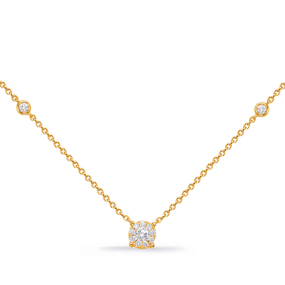 Elegant Gold and Diamond Necklace - View 2