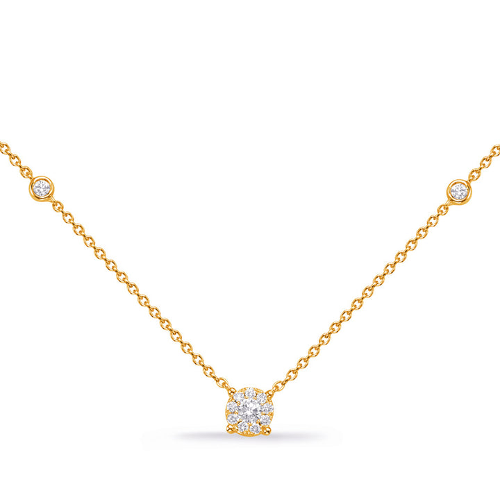 Elegant Gold and Diamond Necklace - View 2