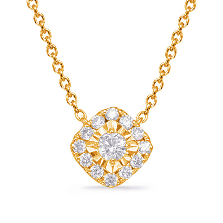 Classic Design Gold and Diamond Necklace - View 2