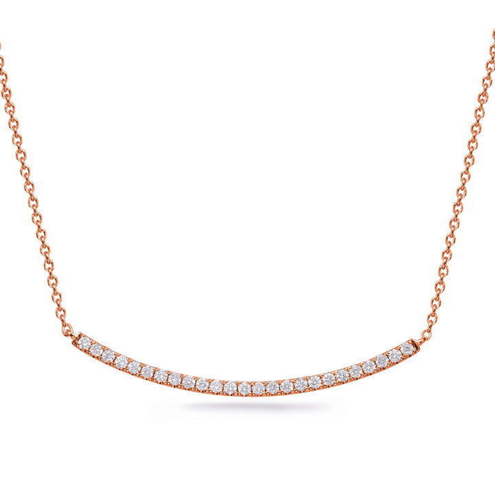 Classic Curved Bar Shape Diamond Necklace