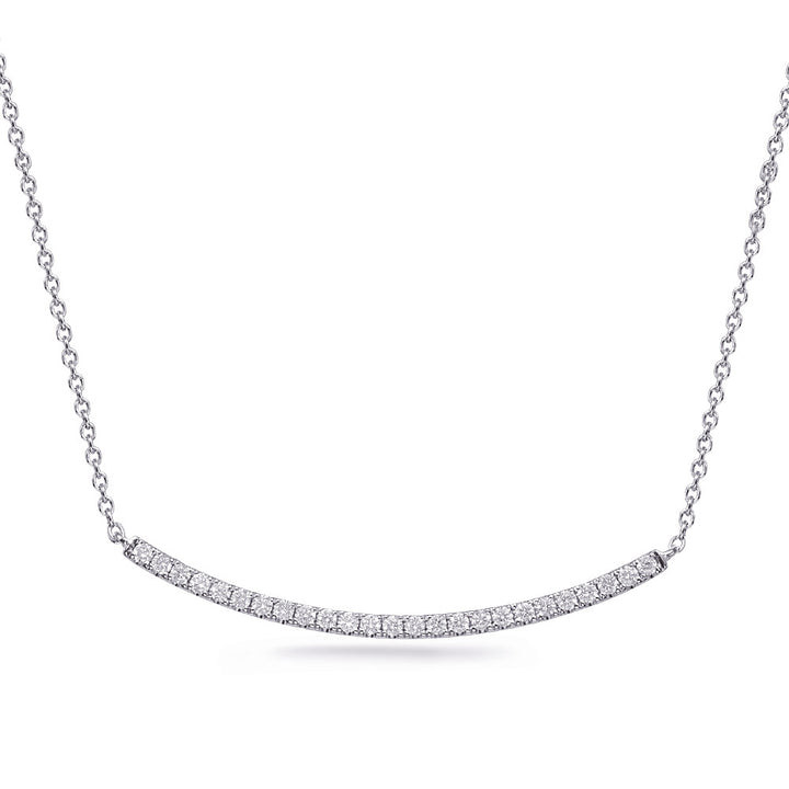Classic Curved Bar Shape Diamond Necklace - View 1